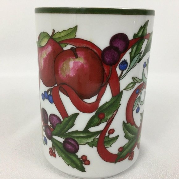 Dansk Holiday Harvest Mug Fruit Ribbons Christmas Cup International Designs - Picture 2 of 7